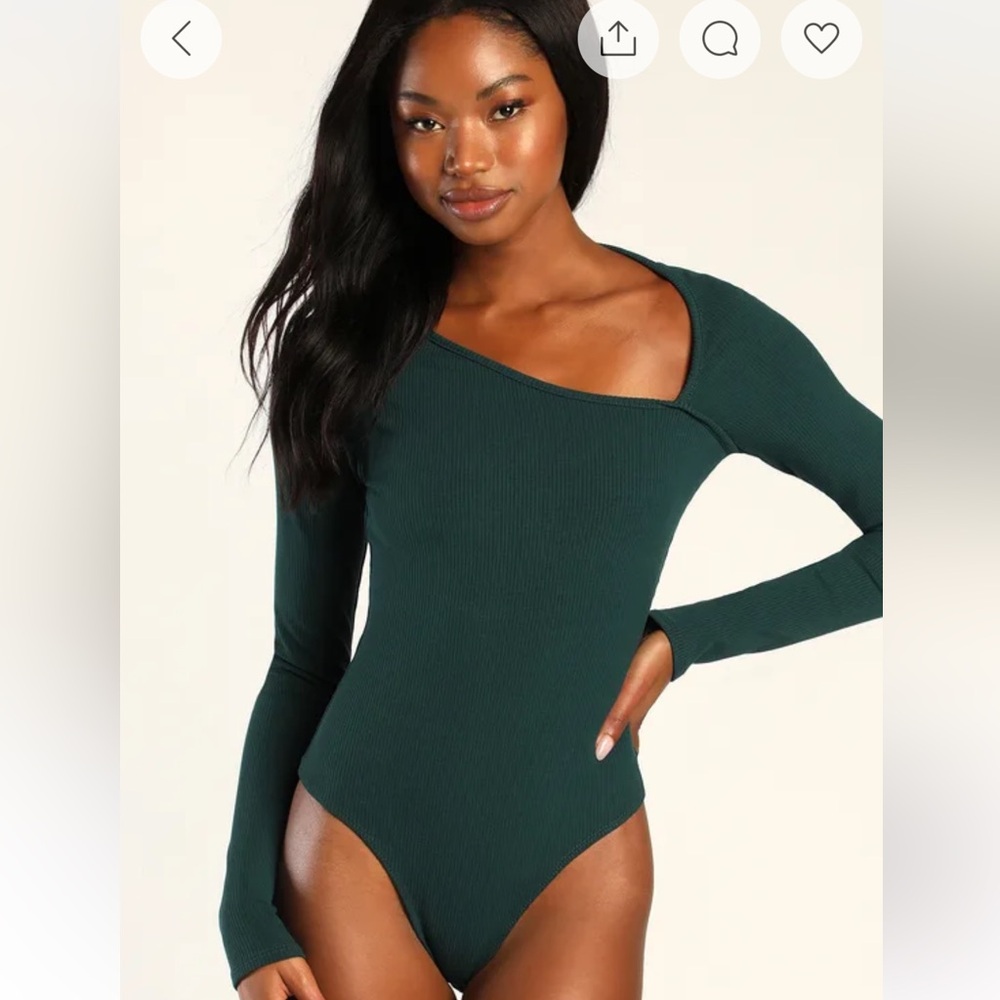 Green Ribbed Women's bodysuit - Picture 2 of 5